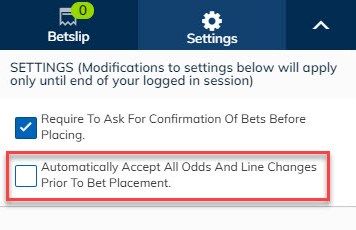 Accepting in-play odds changes