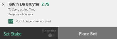 Belgium v Romania bet builder