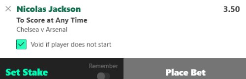 Chelsea v Arsenal bet builder