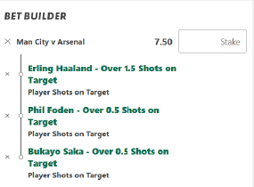 Manchester City v Arsenal bet builder