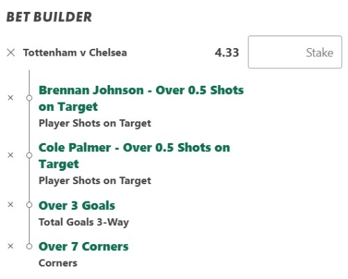 Tottenham v Chelsea bet builder